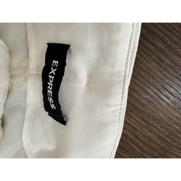 Express Womens 6S Pants Cream Ankle High Rise Paperbag Waist Linen Blend - Picture 5 of 10